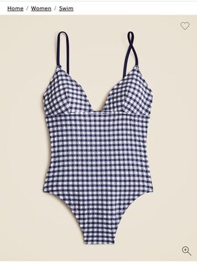 J. Crew Navy and White Gingham One-Piece Swimsuit